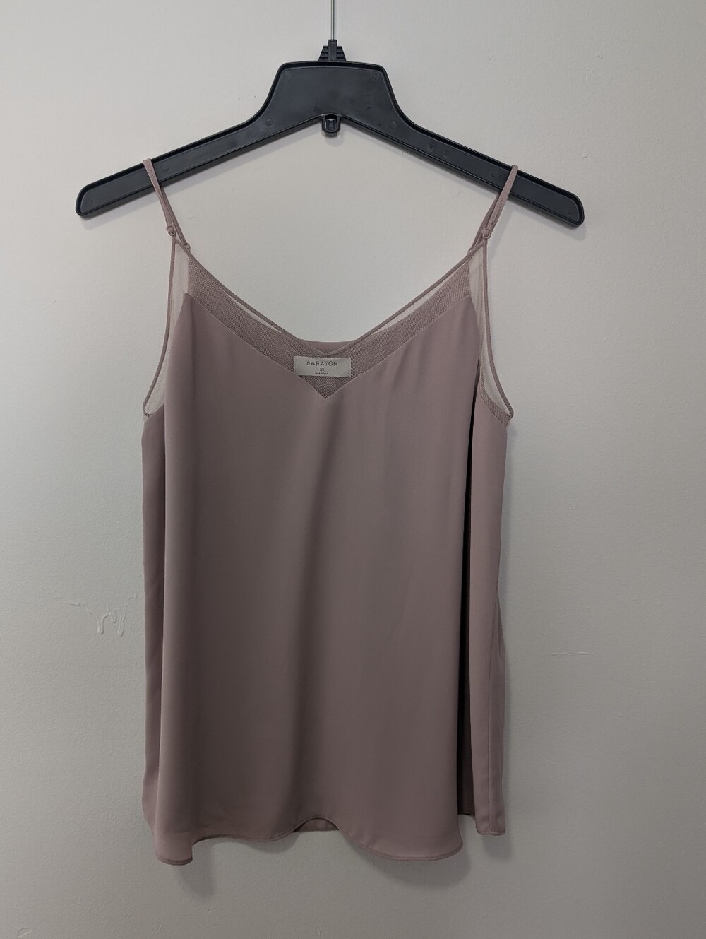 Babaton Aritzia Mesh V-Neck Camisole Blush Pink  Minimalist Chic Elegant  XS